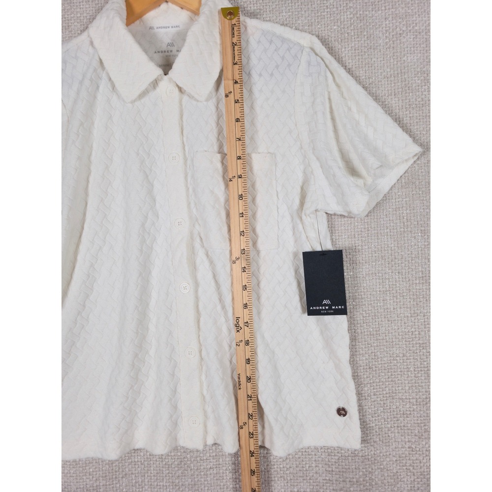 Andrew Marc Women's Short Sleeve Collared Textured French Terry Size‎ M - Picture 9 of 11